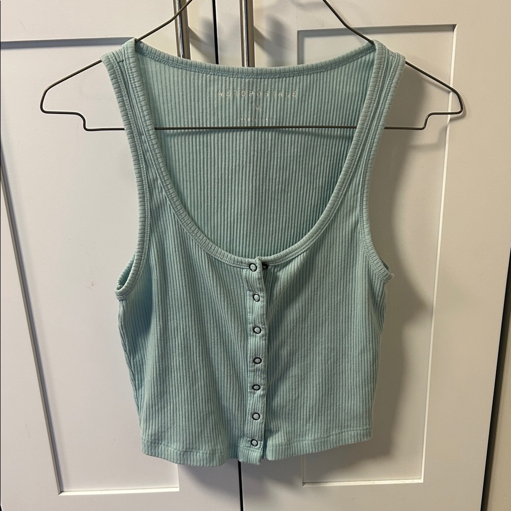 Aeropostale Light Blue Ribbed Tank Top